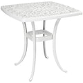 Outdoor Coffee Table with Parasol Hole for Garden or Patio Use Cast Aluminium White Outsunny