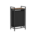 Narrow Pull Out Laundry Basket in Ink Black and Rustic Brown