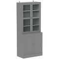 Grey Double Storage Display Cabinet with Shelves by HOMCOM