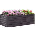 Dark Grey Galvanised Steel Raised Garden Bed With Reinforced Frame For Outdoor Planting