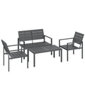 4pc Garden Furniture Set for All-Weather Outdoor Relaxing with Loveseat Coffee Table and Chairs Outsunny