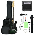 Electric Guitar Starter Set with 15W Amp and Carry Bag Perfect for Beginner Players Dark Green AOSOM