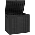 93L Waterproof Garden Storage Box With Handles For Outdoor Use Plastic Container Black AOSOM