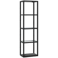 Tall LED Floor Lamp With Glass Shelves And Dimmable Light For Living Room, Black