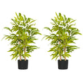 Set of 2 Artificial Bamboo Plants in Pots Ideal for Indoor or Outdoor Decor Green