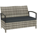 Garden Storage Bench with 125L Hidden Compartment and Padded Seat for Two Dark Grey Outsunny