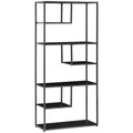 7 Tier Industrial Bookcase With Open Shelves For Living Room Or Office Storage Black AOSOM