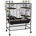Large Hamster and Gerbil Cage with Tubes Ramps Platforms Wheel and Storage Shelf, Black