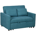 Convertible Loveseat Sofa Bed with Side Pockets and Cushions for Small Spaces Blue