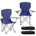 Folding Camping Chair Set of 2 with High Back and Cup Holder for Garden or Campsite Dark Blue
