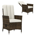 Cream Rattan Reclining Garden Chair with Cushion and Adjustable Backrest by Outsunny