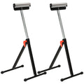 Adjustable Roller Stand for Steady Woodworking Support in Workshops and Garages Black Silver AOSOM