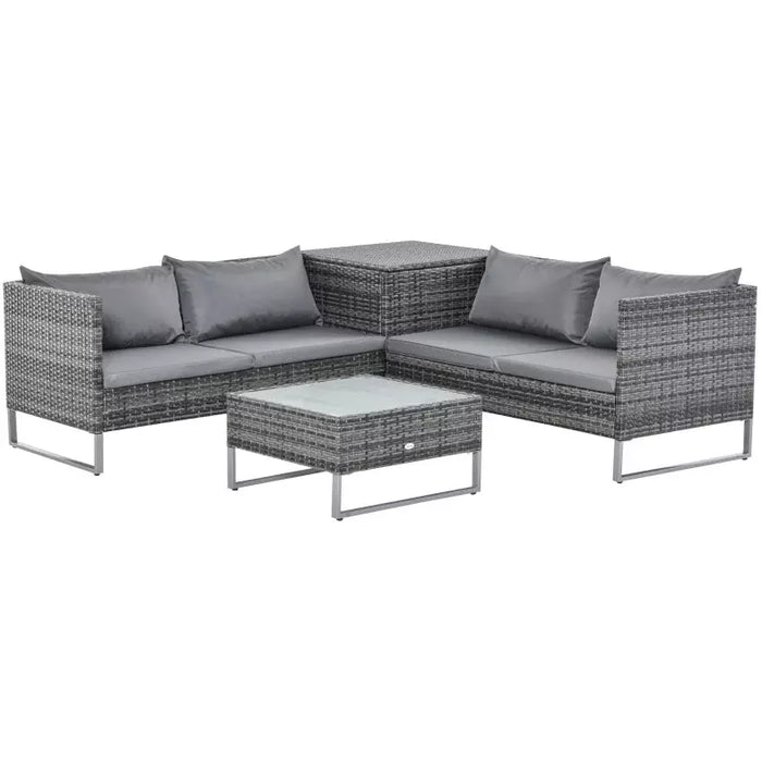 Modern 3 Piece Outdoor Rattan Set - Sofa, Love Seat, Table