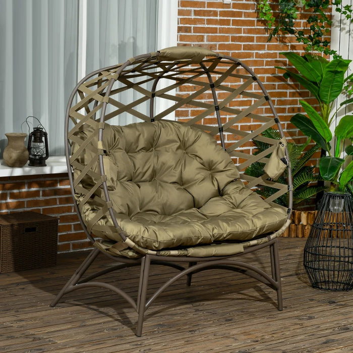 Image of a 2 Seat Egg Chair With Legs, Khaki