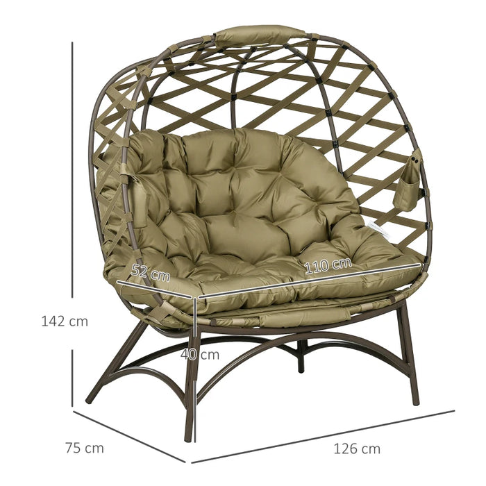 Image of a 2 Seat Egg Chair With Legs, Khaki
