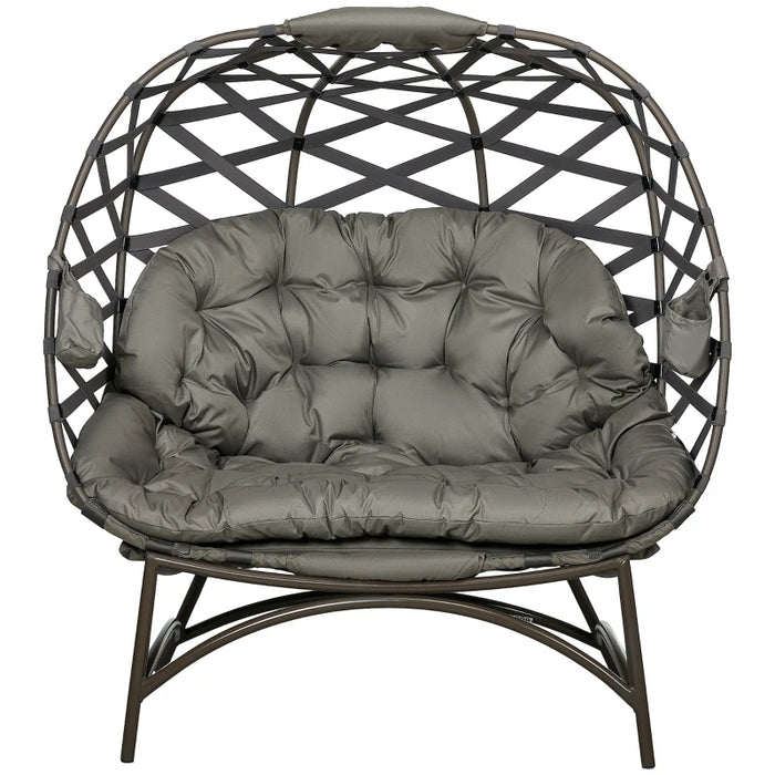 Image of a 2 Seater Egg Chair With Legs, Sand Brown