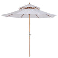 Image of a White 2 Tier Wooden Garden Parasol
