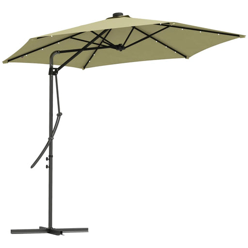 Image of a Beige Banana Parasol With Lights