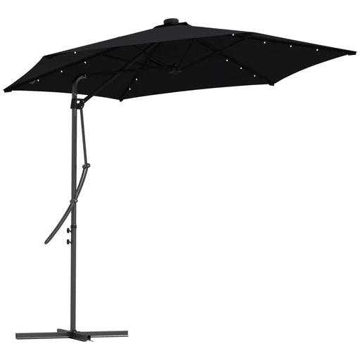 Image of a Black Banana Parasol With Lights