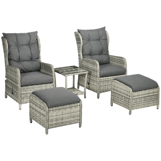 Image of a 5pc Mixed Grey Rattan Reclining Garden Chairs Set 