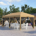 Image of an Outsunny 6x3 Pop Up Gazebo With Mesh Sides, Beige