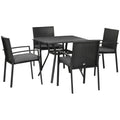Image of an Outsunny 4 Seat Patio Dining Set, Black