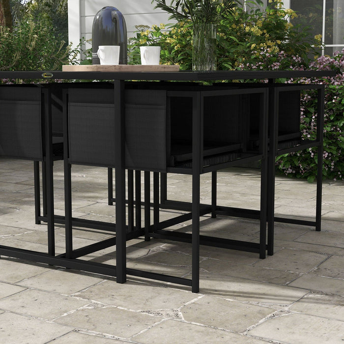 Image of an Outsunny 4 Seat Space Saving Patio Dining Set, Black