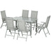 Image of Outsunny 6 Seat Patio Dining Set, Rectangular Table, Reclining Chairs, Grey