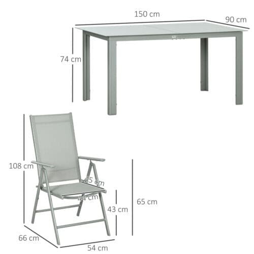 Image of Outsunny 6 Seat Patio Dining Set, Rectangular Table, 