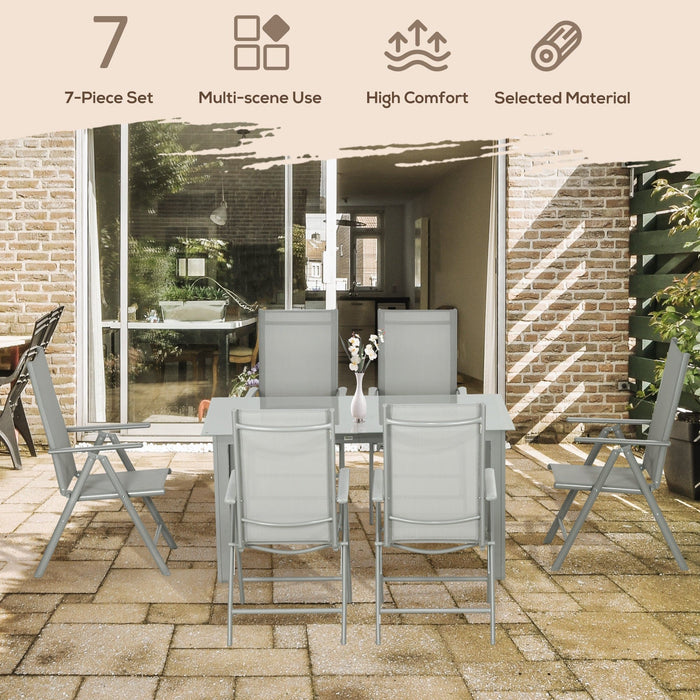 Image of Outsunny 6 Seat Patio Dining Set, Rectangular Table, 