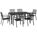 Image of a 6 Seater Metal Garden Dining Set, Black