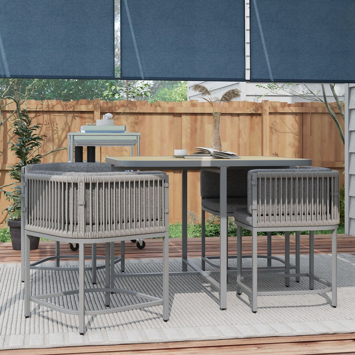 Image of an Outsunny Space Saving 4 Seat Cube Patio Dining Set, Grey
