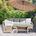 Image of an Outsunny Reclining 6 Seater Rattan Corner Sofa Set, Light Brown