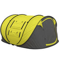 Outsunny 4 Person Pop-up Camping Tent, Family Dome Tent with Ground Sheet, 4 Windows and Portable Carry Bag for Beach Outdoor Trip, Yellow