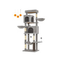 Multi Level Cat Tree Tower with Two Cosy Caves in Dove Grey for Indoor Cats by Feandrea