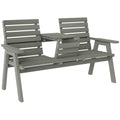 Grey Convertible 2 to 3 Seater Garden Bench Fir Wood Outdoor Seating by Outsunny