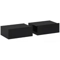 Floating Bedside Tables Set of 2 with Drawer for Space Saving Bedroom Storage Black