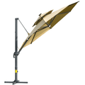 3m Cantilever Parasol With Solar Lights, Power Bank Outsunny