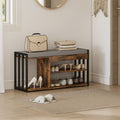 Hallway Shoe Storage Bench with Cushioned Seat and 3 Open Shelves - Rustic Brown - 85x29cm Homcom