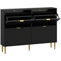 Slim Shoe Storage Cabinet with 4 Flip Drawers Ideal for Hallway or Entryway Black