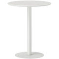 Round Dining Table with Steel Base Ideal for Kitchen or Living Room Use White AOSOM
