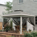 Image of an Outsunny Pop Up Garden Gazebo With Mesh Side Walls, 3.3m x 3.3m, Dark Grey