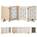 4 Panel Freestanding Pet Gate with Lockable Door and Support Feet for Indoor Use Oak AOSOM