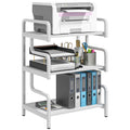 3 Tier Printer Stand with Storage Shelves for Home Office or Study Use, White