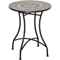 Green Mosaic Round Patio Table 60cm Weatherproof Outdoor Bistro Table by Outsunny