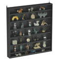 Black 7 Tier Wall Display Cabinet with Glass Doors and Adjustable Shelves by HOMCOM