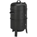 BBQ Smoker Grill and Fire Pit for Easy Outdoor Cooking with Two-Tier Cooking Space Black Outsunny