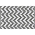Grey and White Reversible Outdoor Rug 1.2 x 1.8m Waterproof Plastic Mat for Garden Camping Beach by Outsunny