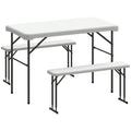 3 Piece Folding Picnic Table and Bench Set for Outdoor Dining and Camping White AOSOM