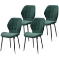 Set of 4 Flannel Tub Dining Chairs with Padded Seats for Lounge or Kitchen Green